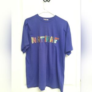 Naf Naf vintage spellout purple embroidered logo t-shirt size L